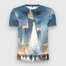 Футболка спортивная мужская Новый год в Москве, цвет: 3D-принт