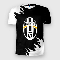 Мужская спорт-футболка Juventus белый огонь текстура