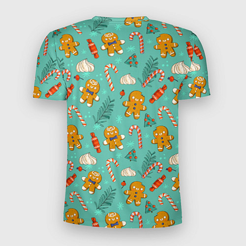 Мужская спорт-футболка Новогодний паттерн печенье с конфетами / 3D-принт – фото 2