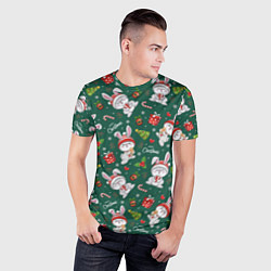 Футболка спортивная мужская Новогодние зайчики, цвет: 3D-принт — фото 2