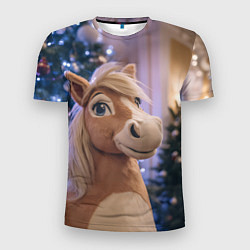 Мужская спорт-футболка Плюшевая новогодняя лошадь