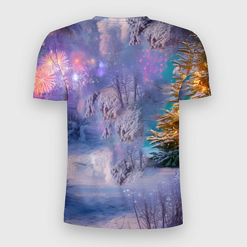 Мужская спорт-футболка Белая новогодняя лошадь / 3D-принт – фото 2