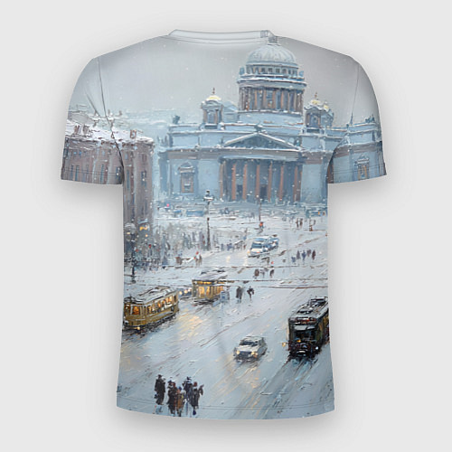 Мужская спорт-футболка Новогодняя улица Питера / 3D-принт – фото 2