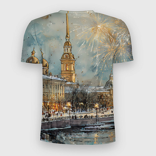 Мужская спорт-футболка Новогодний салют в Питере / 3D-принт – фото 2