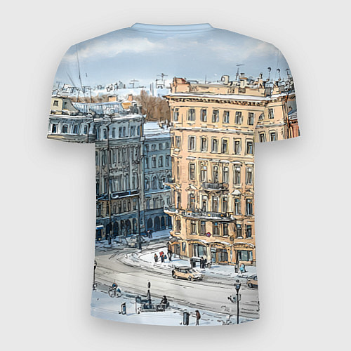 Мужская спорт-футболка Зимняя улица Питера / 3D-принт – фото 2
