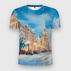 Футболка спортивная мужская Новогодний день в Санкт-Петербурге, цвет: 3D-принт