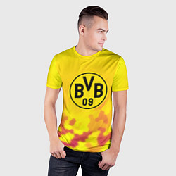 Футболка спортивная мужская Borussia камуфляж желтый текстура, цвет: 3D-принт — фото 2