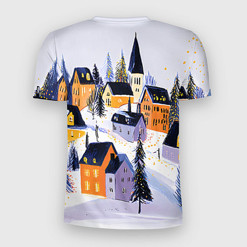 Мужская спорт-футболка Новогодние домики на горе / 3D-принт – фото 2