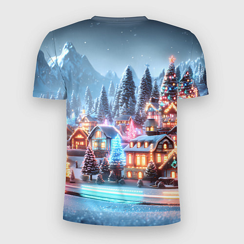 Мужская спорт-футболка Городок в новогодних огоньках / 3D-принт – фото 2