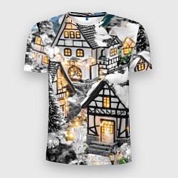 Мужская спорт-футболка Объемные новогодние дома
