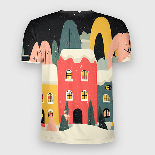 Мужская спорт-футболка Разноцветные новогодние дома / 3D-принт – фото 2