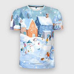 Мужская спорт-футболка Предновогодний день во дворе