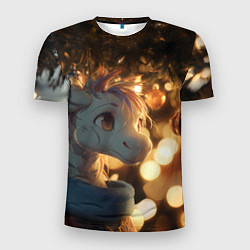 Мужская спорт-футболка Лошадка под новогодней елкой