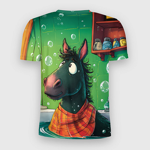 Мужская спорт-футболка Лошадь моется в ванной / 3D-принт – фото 2