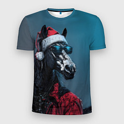 Мужская спорт-футболка Лошадь в новогоднем стиле