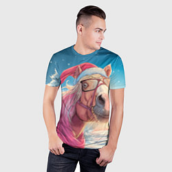 Футболка спортивная мужская Новогодняя лошадь в очках, цвет: 3D-принт — фото 2