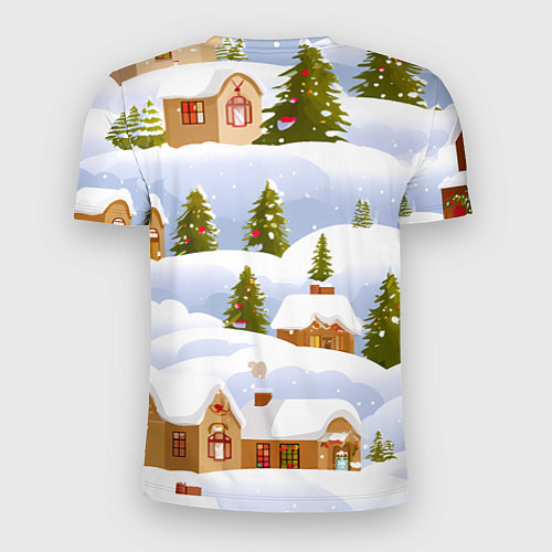 Мужская спорт-футболка Новогодние домики и елочки / 3D-принт – фото 2