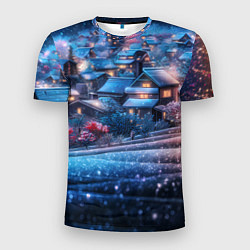 Футболка спортивная мужская Новогодний двор в блестках, цвет: 3D-принт