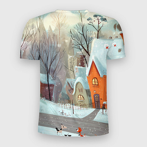 Мужская спорт-футболка Милый новогодний дворик / 3D-принт – фото 2