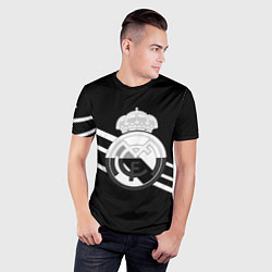 Футболка спортивная мужская Реал Мадрид полосы текстура линии, цвет: 3D-принт — фото 2