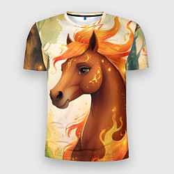 Мужская спорт-футболка Милая огненная лошадь