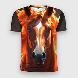 Футболка спортивная мужская Статная огненная лошадь, цвет: 3D-принт