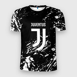 Футболка спортивная мужская Juventus белые штрихи красок, цвет: 3D-принт