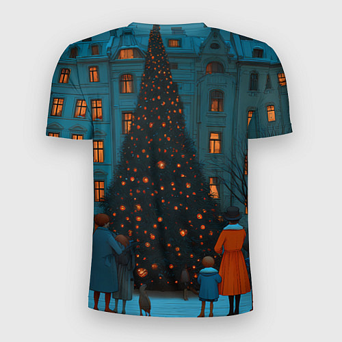 Мужская спорт-футболка Люди встречают новый год во дворе / 3D-принт – фото 2