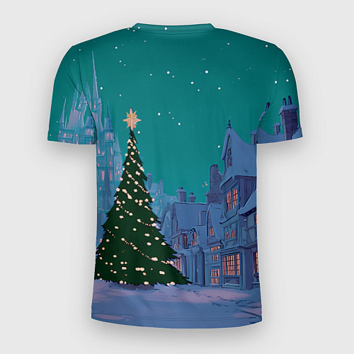 Мужская спорт-футболка Зеленая новогодняя елка во вдоре / 3D-принт – фото 2