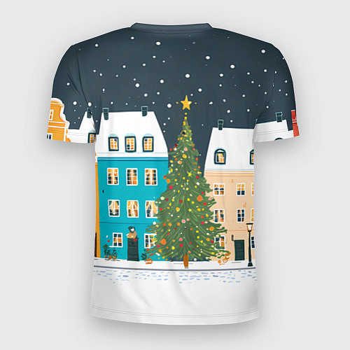 Мужская спорт-футболка Новогодний снежный город / 3D-принт – фото 2