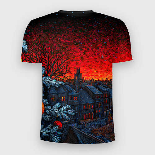 Мужская спорт-футболка Новый год в ночном городе / 3D-принт – фото 2