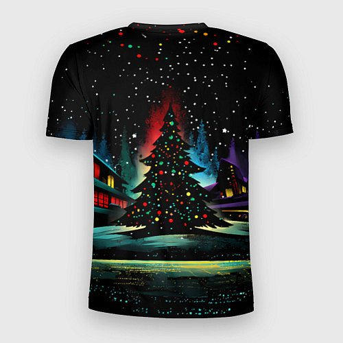 Мужская спорт-футболка Новый год на черном фоне / 3D-принт – фото 2