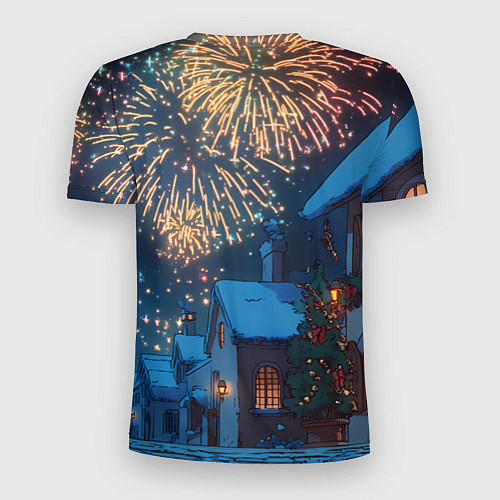 Мужская спорт-футболка Праздничный новогодний салют / 3D-принт – фото 2
