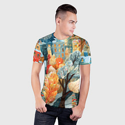 Футболка спортивная мужская Разноцветные новогодние домики, цвет: 3D-принт — фото 2