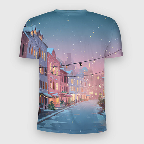Мужская спорт-футболка Новогодняя улица / 3D-принт – фото 2