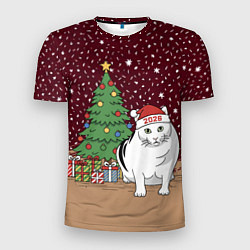 Мужская спорт-футболка Кот Бендер и ёлка