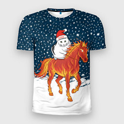 Мужская спорт-футболка Кот Бендер и огненный конь - 2026