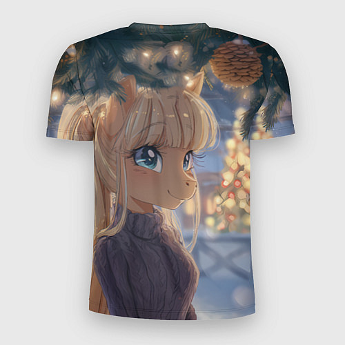 Мужская спорт-футболка Новогодняя анимешная лошадка / 3D-принт – фото 2