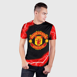 Футболка спортивная мужская Манчестер Юнайтед шторм молнии, цвет: 3D-принт — фото 2