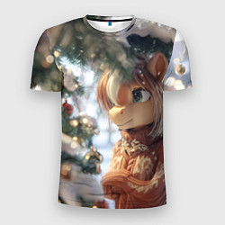 Мужская спорт-футболка Лошадка в свитере