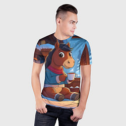 Футболка спортивная мужская Лошадка у камина, цвет: 3D-принт — фото 2