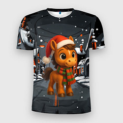 Футболка спортивная мужская Новогодняя лошадка 2026 год, цвет: 3D-принт