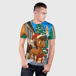 Футболка спортивная мужская Лошадка распаковывает новогодний подарок, цвет: 3D-принт — фото 2
