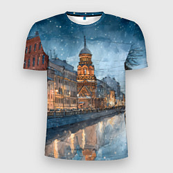 Мужская спорт-футболка Санкт-Петербург зимний город