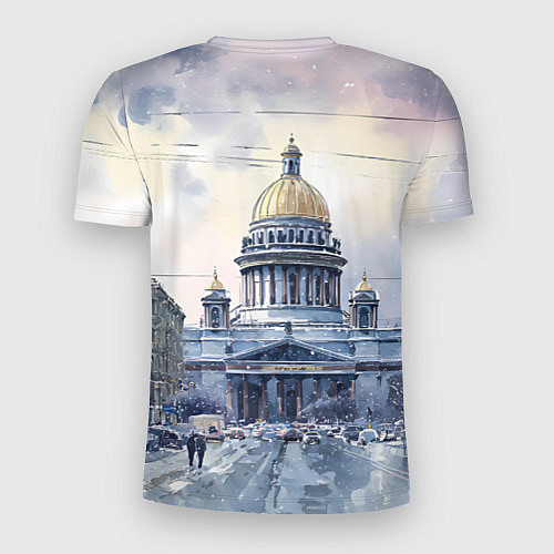 Мужская спорт-футболка Санкт-Петербург зимний город / 3D-принт – фото 2