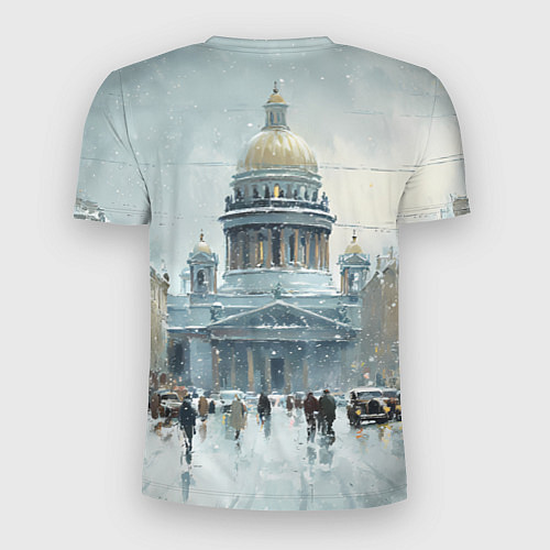 Мужская спорт-футболка Санкт-Петербург зимний пейзаж / 3D-принт – фото 2