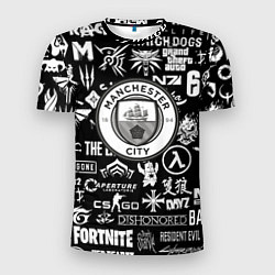 Мужская спорт-футболка Манчестер сити логотипы игр