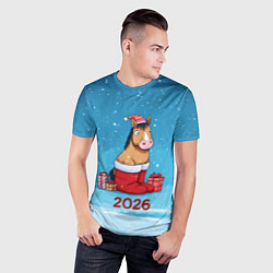 Футболка спортивная мужская Лошадь в сапогах Санты, цвет: 3D-принт — фото 2