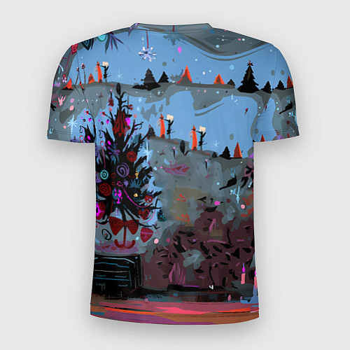 Мужская спорт-футболка Кошка празднует Новый год / 3D-принт – фото 2