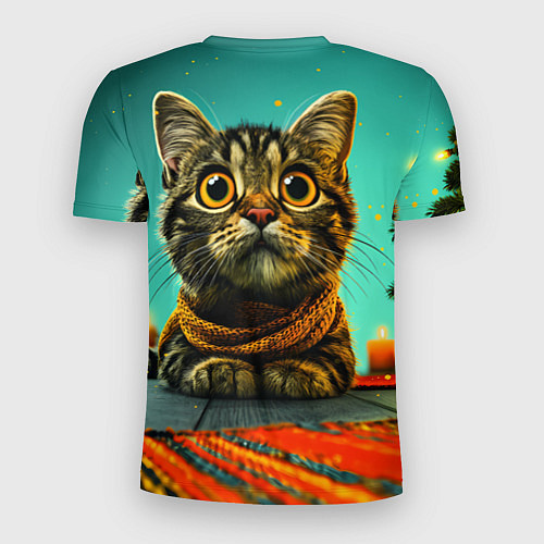 Мужская спорт-футболка Котик под елкой / 3D-принт – фото 2